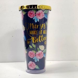 Simply Southern "Nurses make it better" blue, gold and pink Tumbler